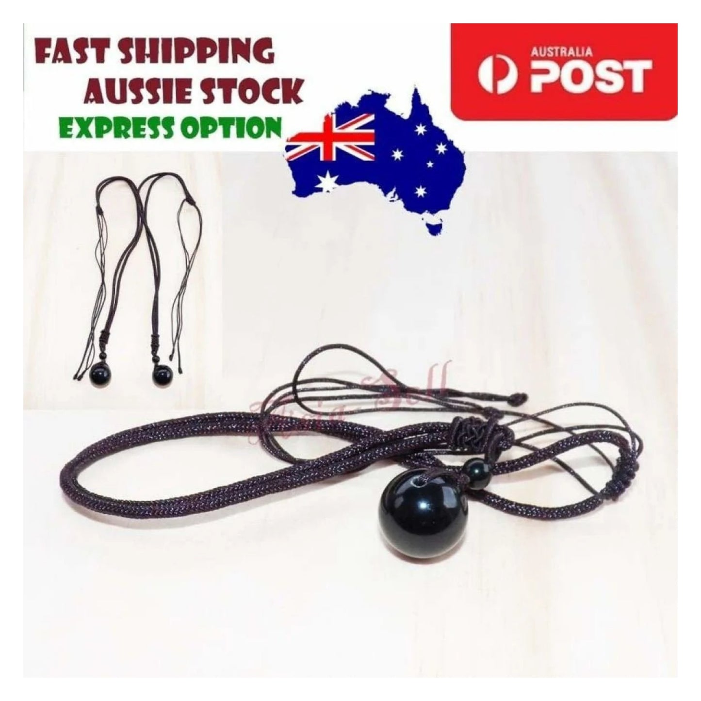 Obsidian Stone Necklace Black or Very Dark Green 16mm Round Pendant - Asia Sell - - Asia Sell