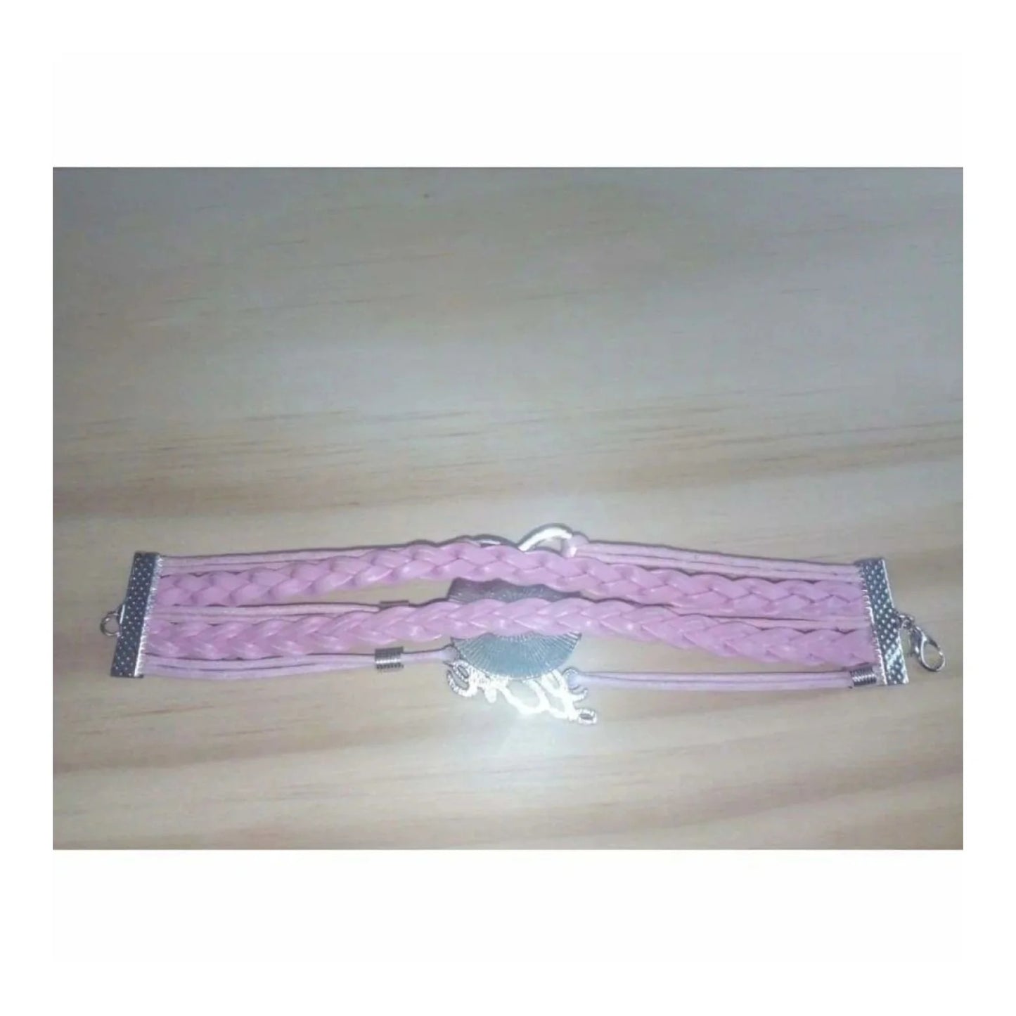 Pink Cat Leather Cuff Bracelet Armband Girls Handmade Rope Wrap Bangles Arm Band - - Asia Sell