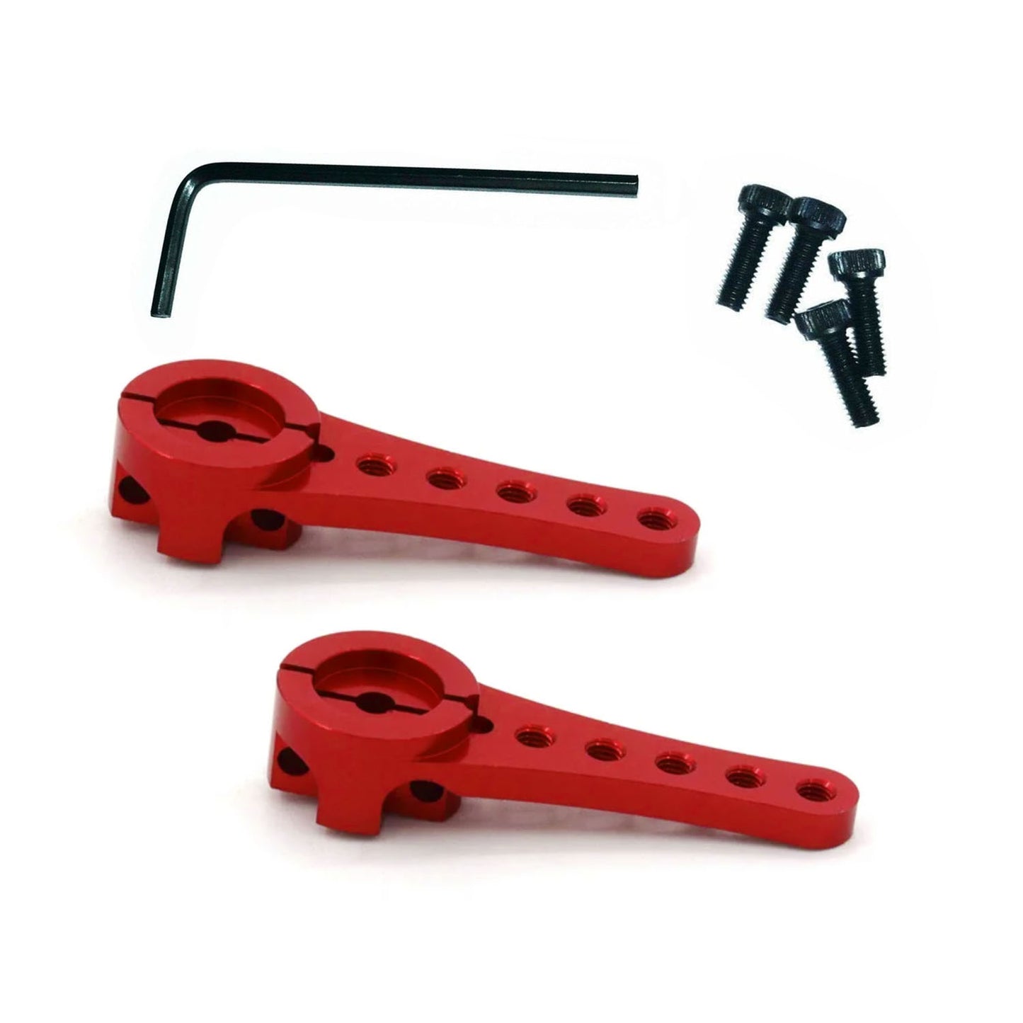 Blue Gold Black RC Steering Servo Horn Arm 25T Teeth Long RC Car Hex Key - RED 2pcs + Hex Key - Asia Sell