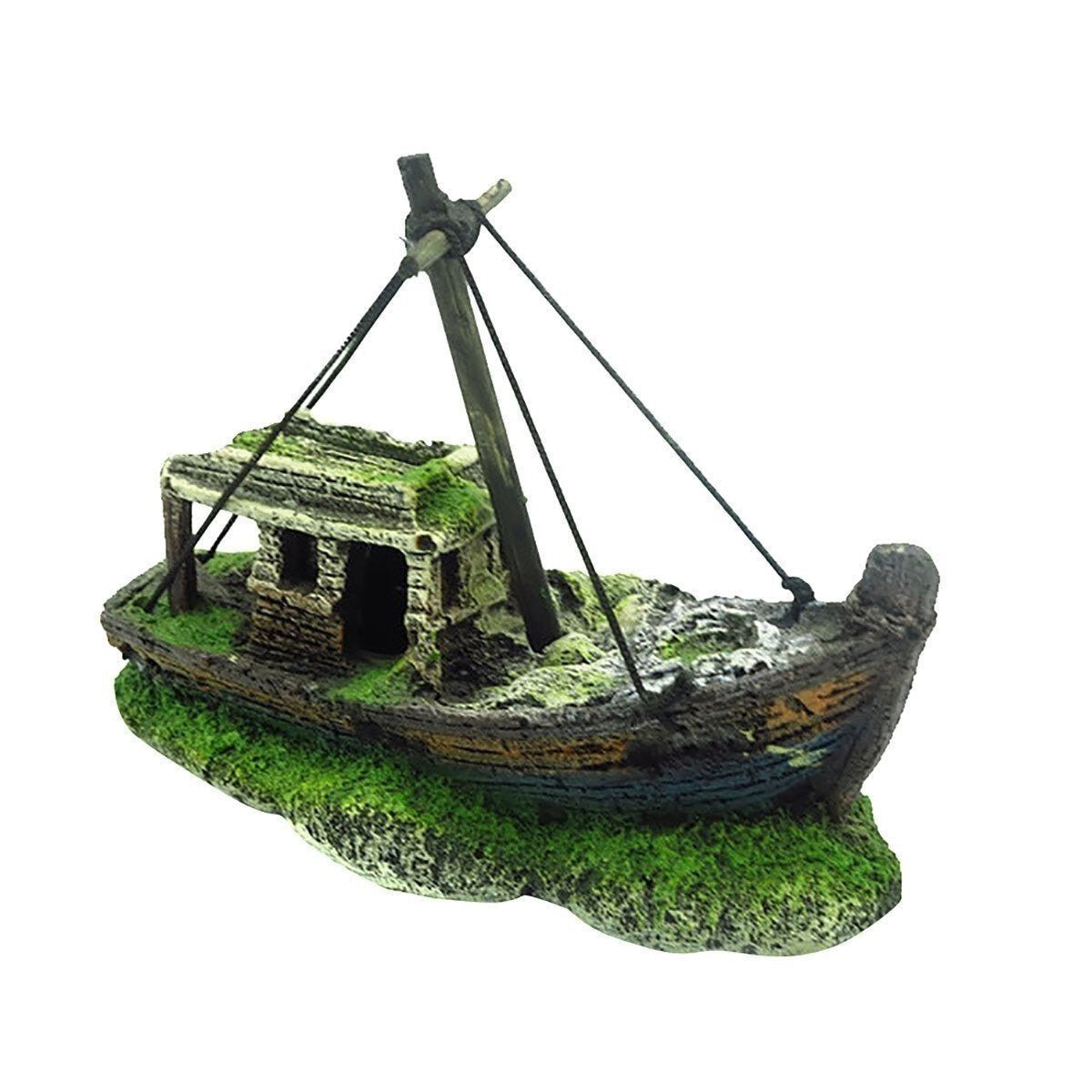 Resin Aquarium Fish Tank Decoration Pirate Shipwreck Ship Wreck Boat Model B Toy Figurine - - Asia Sell