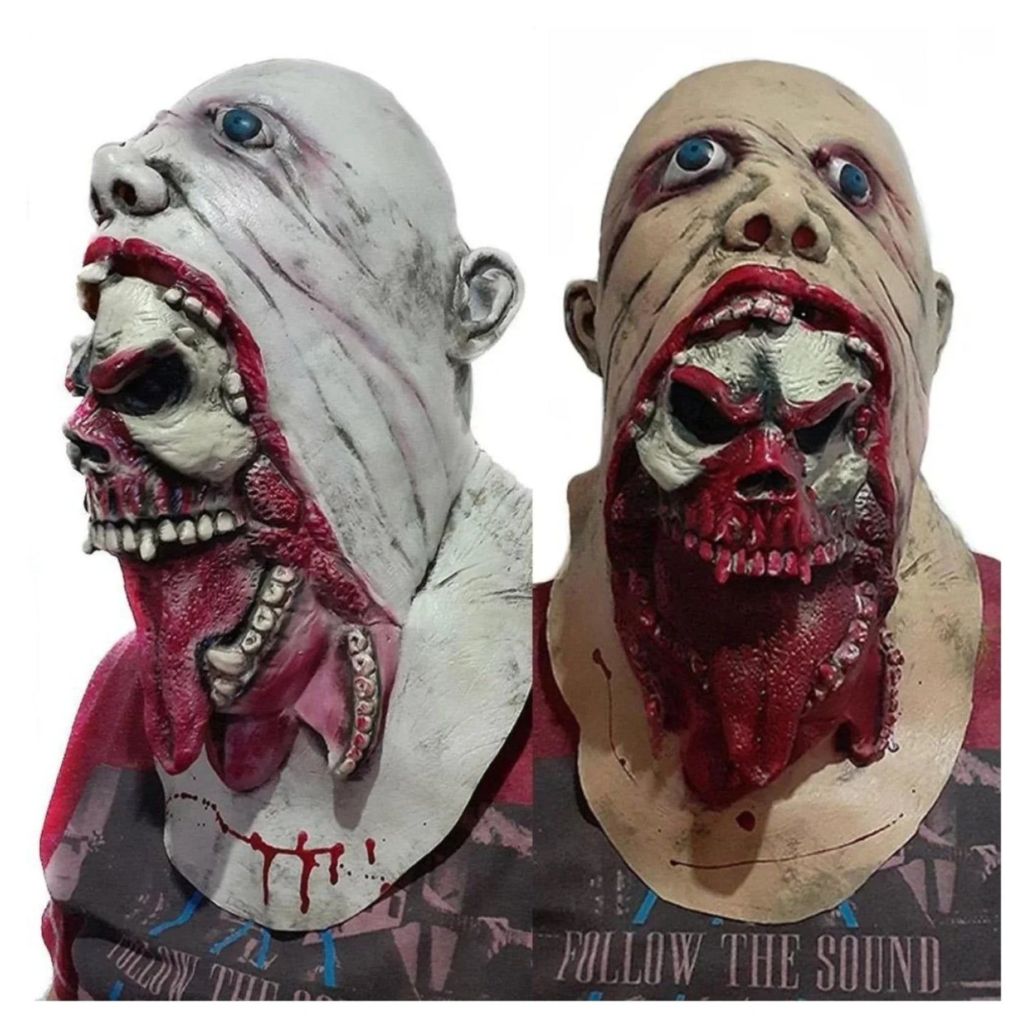 Scary Latex Face Zombie Mask Adult Size Bloody Halloween Prop Costume Dark/Light Party - Lighter Head - Asia Sell