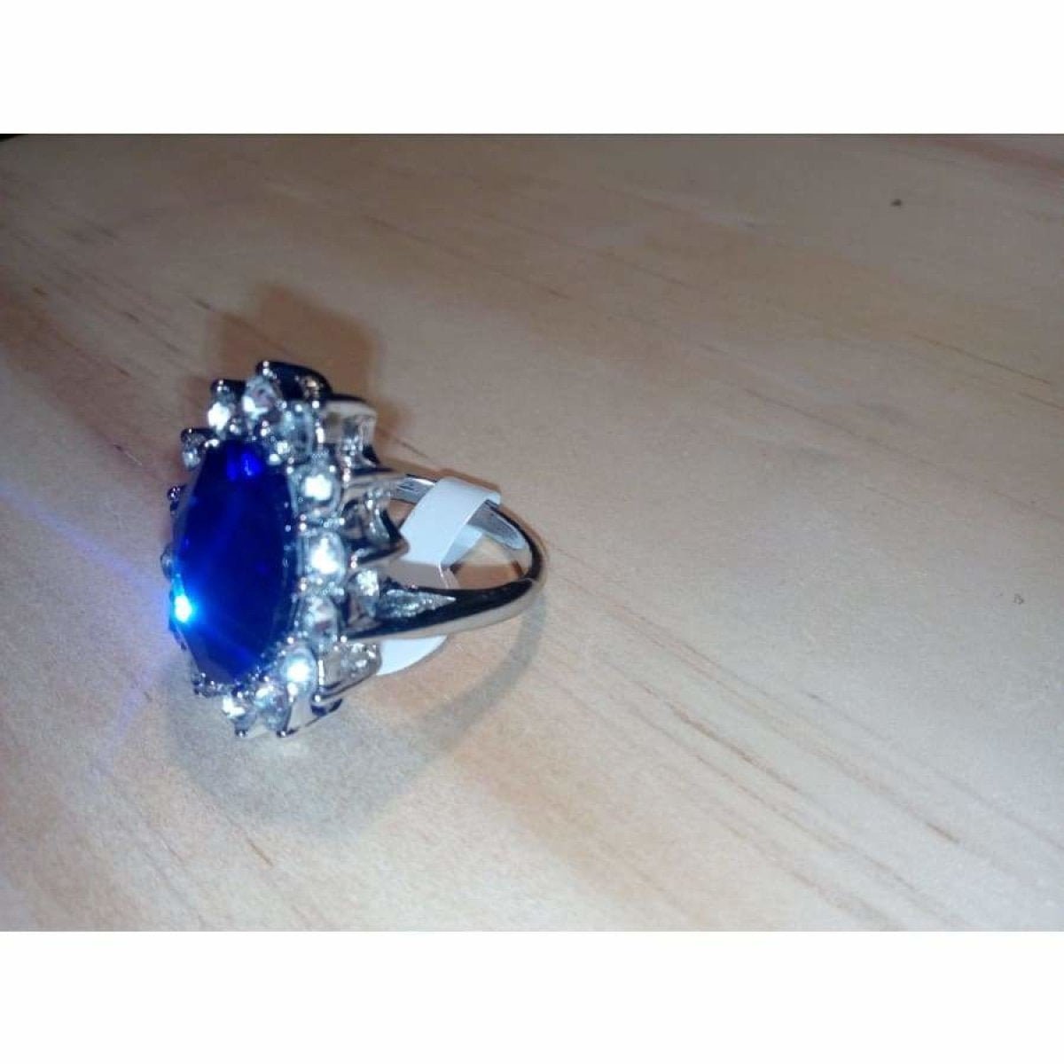 Set of 7 Womens Rings Blue Ring Silver Colour Size 6 7 8 9 10 Fashion Jewellery - - Asia Sell