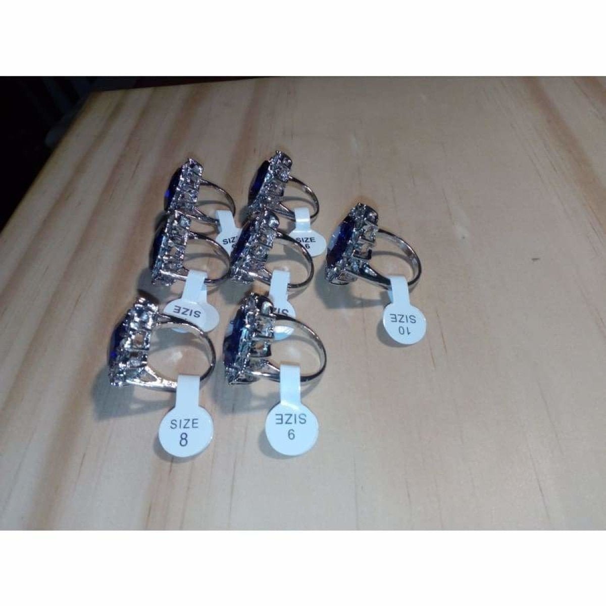 Set of 7 Womens Rings Blue Ring Silver Colour Size 6 7 8 9 10 Fashion Jewellery - - Asia Sell