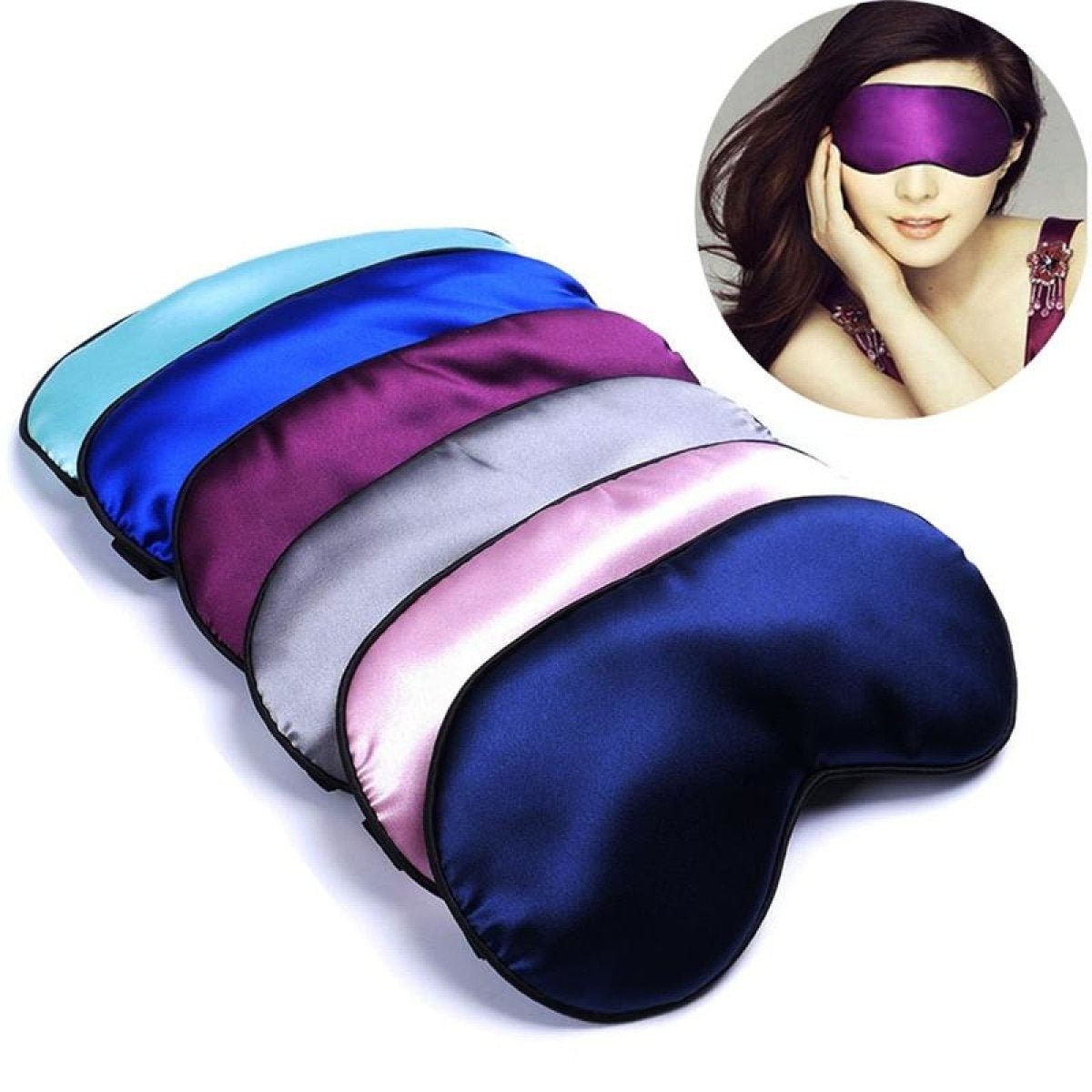Silk Sleep Rest Eye Mask Padded Shade Cover Travel Relax Aid - Black - Asia Sell