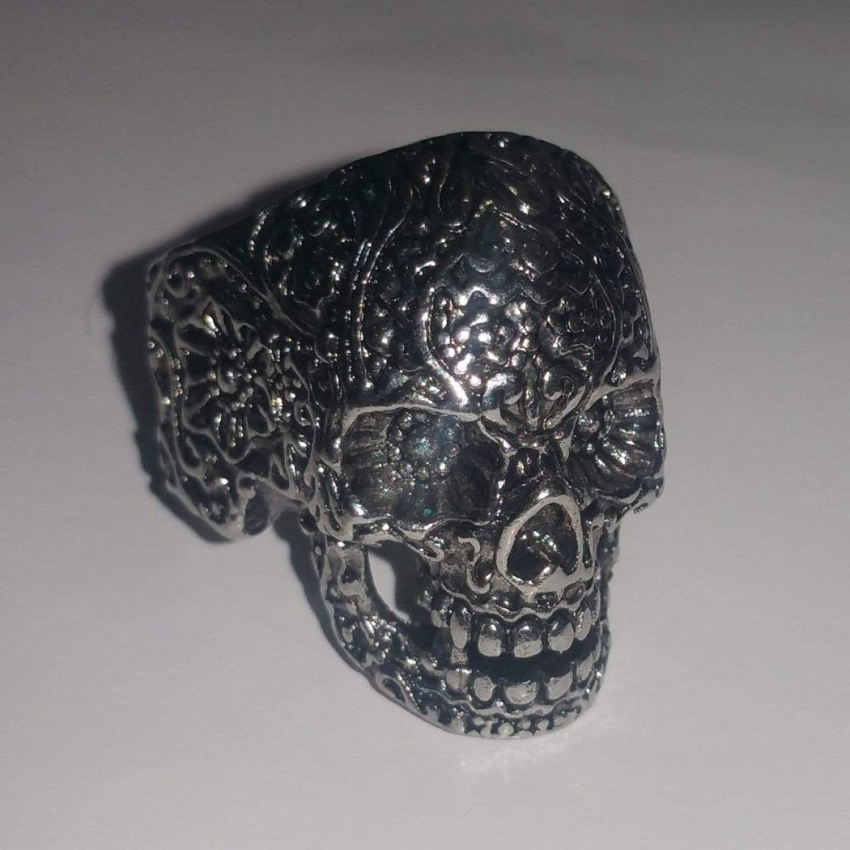 Skull Ring Head Evil Biker Stainless Steel Ring Silver Mens Rings Sizes 8-13 - 8 - Asia Sell
