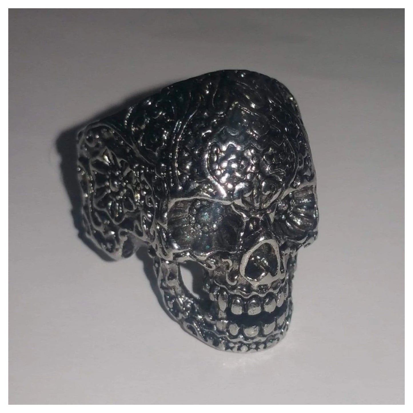 Skull Ring Head Evil Biker Stainless Steel Ring Silver Mens Rings Sizes 8-13 - 8 - Asia Sell