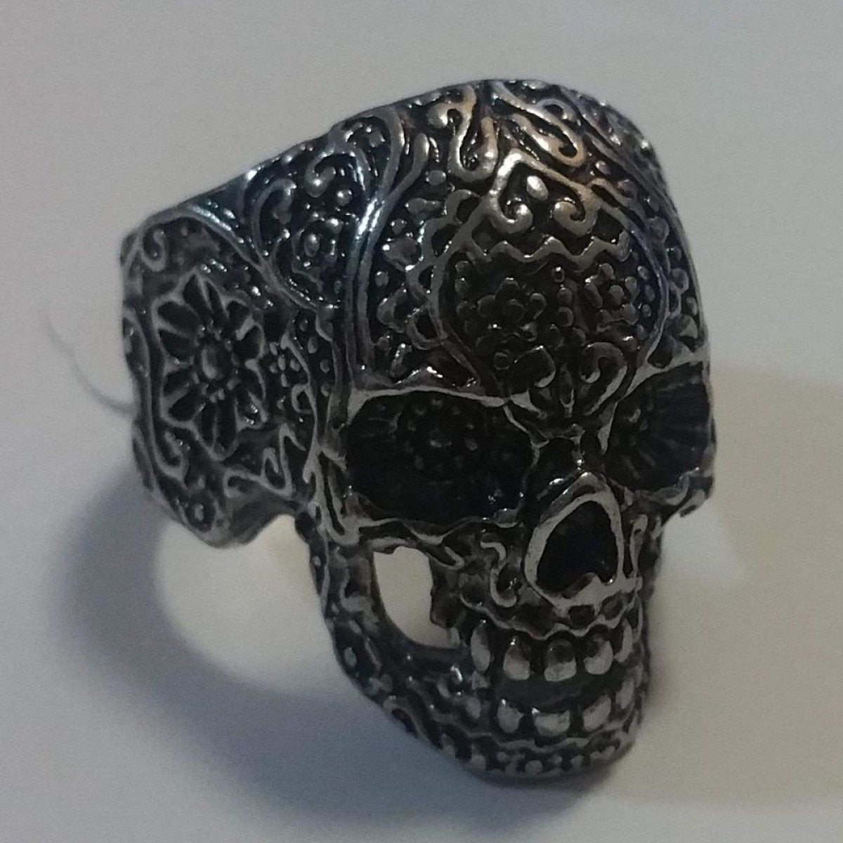 Skull Ring Head Evil Biker Stainless Steel Ring Silver Mens Rings Sizes 8-13 - 8 - Asia Sell