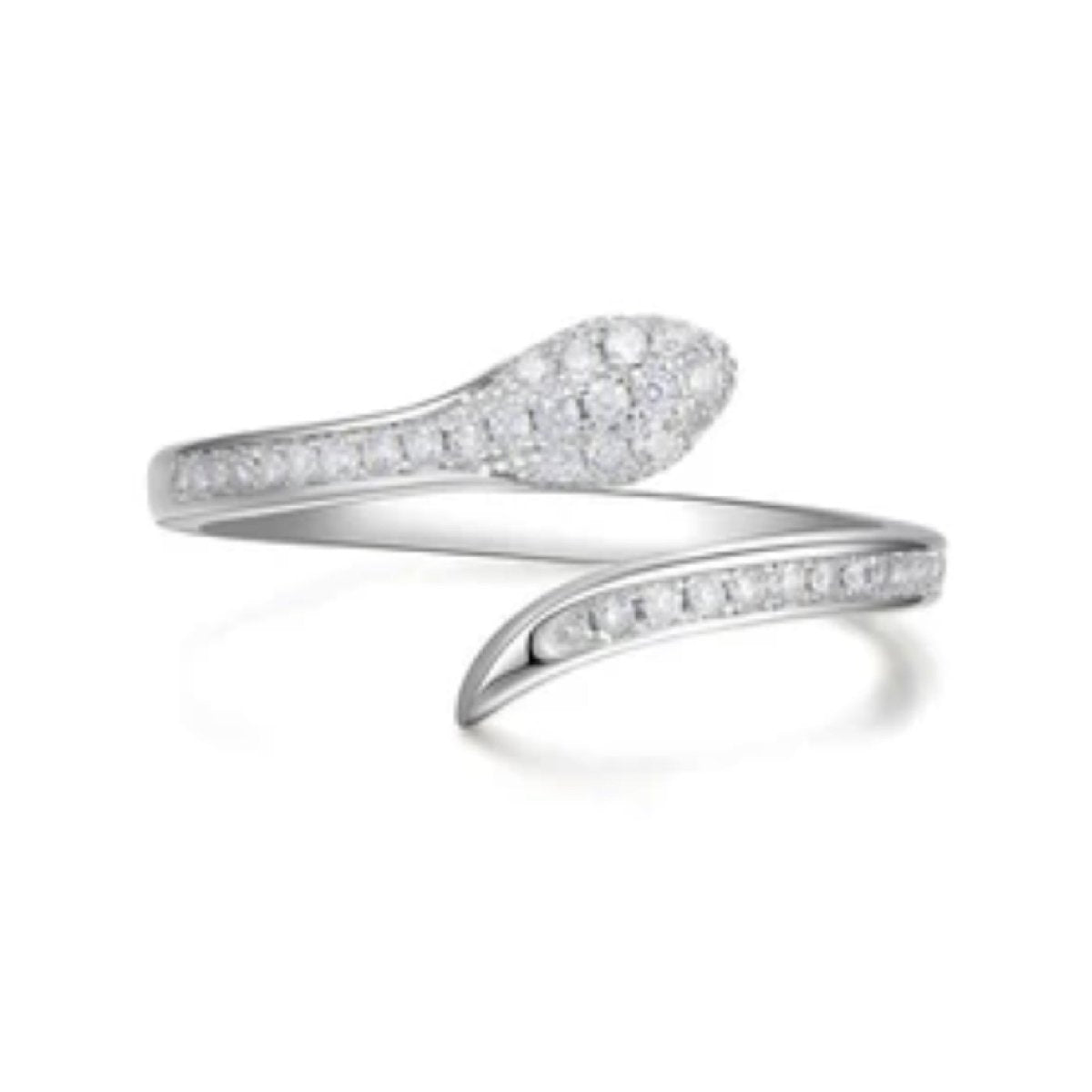 Snake Ring Glass Rhinestones Gem Encrusted Alloy Silver Colour Jewellery - - Asia Sell