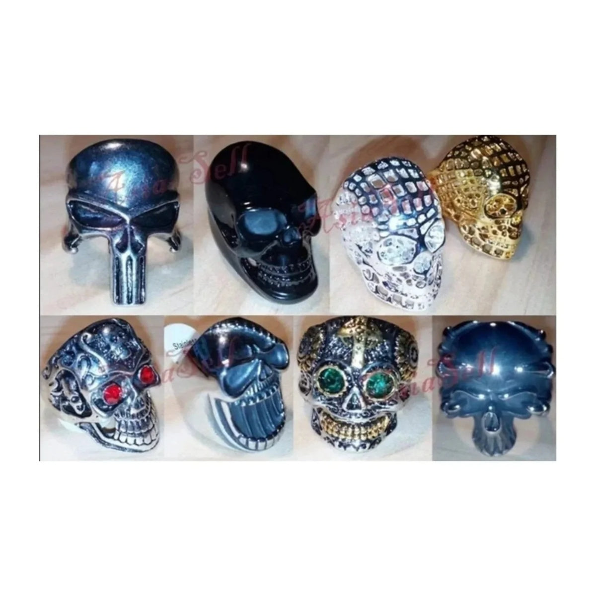 Stainless Steel Skull Ring Head Evil Ring Rings Black Silver Gold Silver Biker - Asia Sell