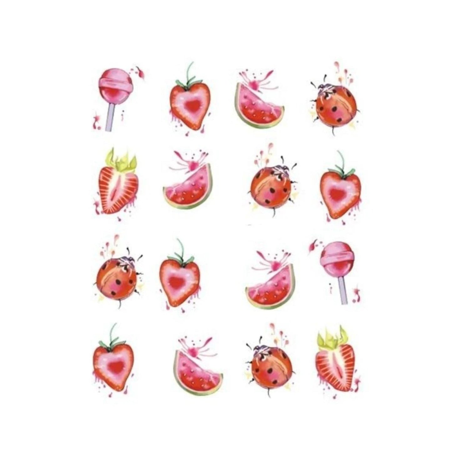Strawberry Summer Cake & Fruit Stickers For Nails Nail Manicure Art - STZ-489 - - Asia Sell
