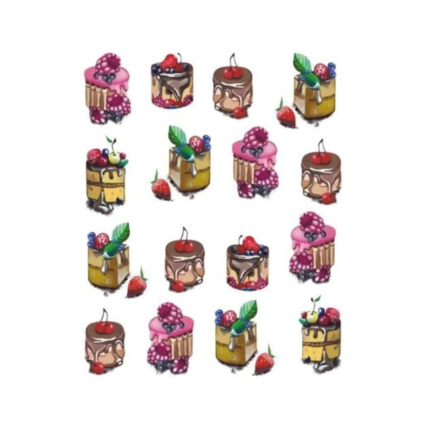 Strawberry Summer Cake & Fruit Stickers For Nails Nail Manicure Art - STZ-492 - - Asia Sell