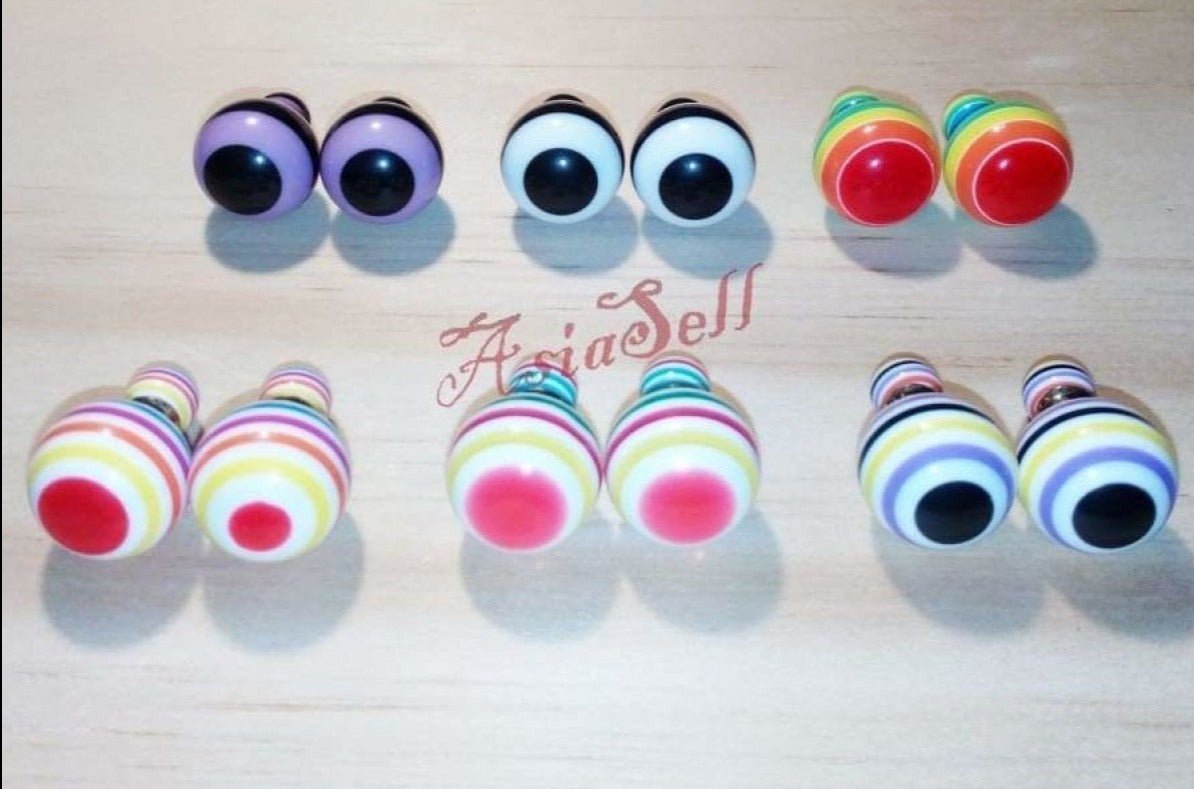 Summer Style Round Striped Pearl Stud Earrings Jewelry Earring Women Fashion - A - Asia Sell