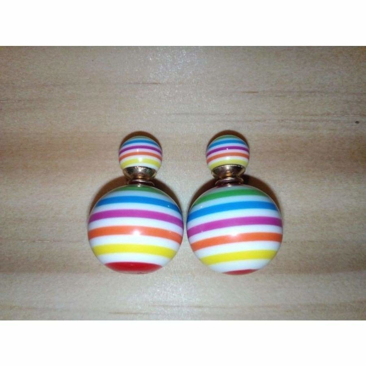 Summer Style Round Striped Pearl Stud Earrings Jewelry Earring Women Fashion - C - Asia Sell
