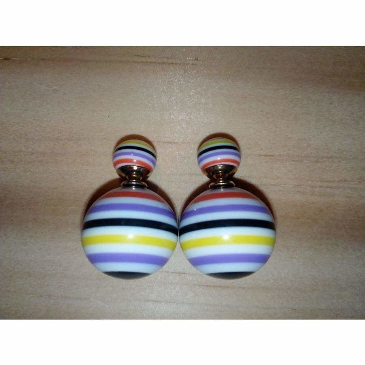 Summer Style Round Striped Pearl Stud Earrings Jewelry Earring Women Fashion - D - Asia Sell