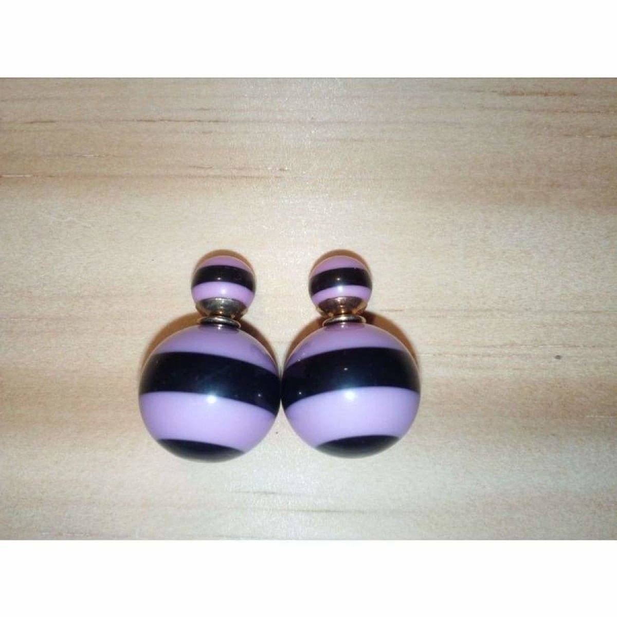 Summer Style Round Striped Pearl Stud Earrings Jewelry Earring Women Fashion - E - Asia Sell