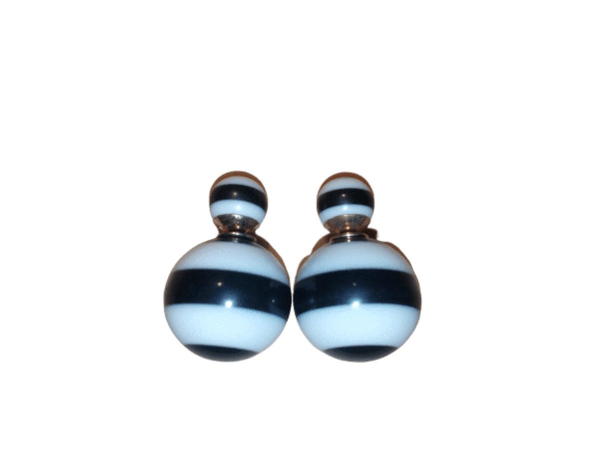 Summer Style Round Striped Pearl Stud Earrings Jewelry Earring Women Fashion - F - Asia Sell