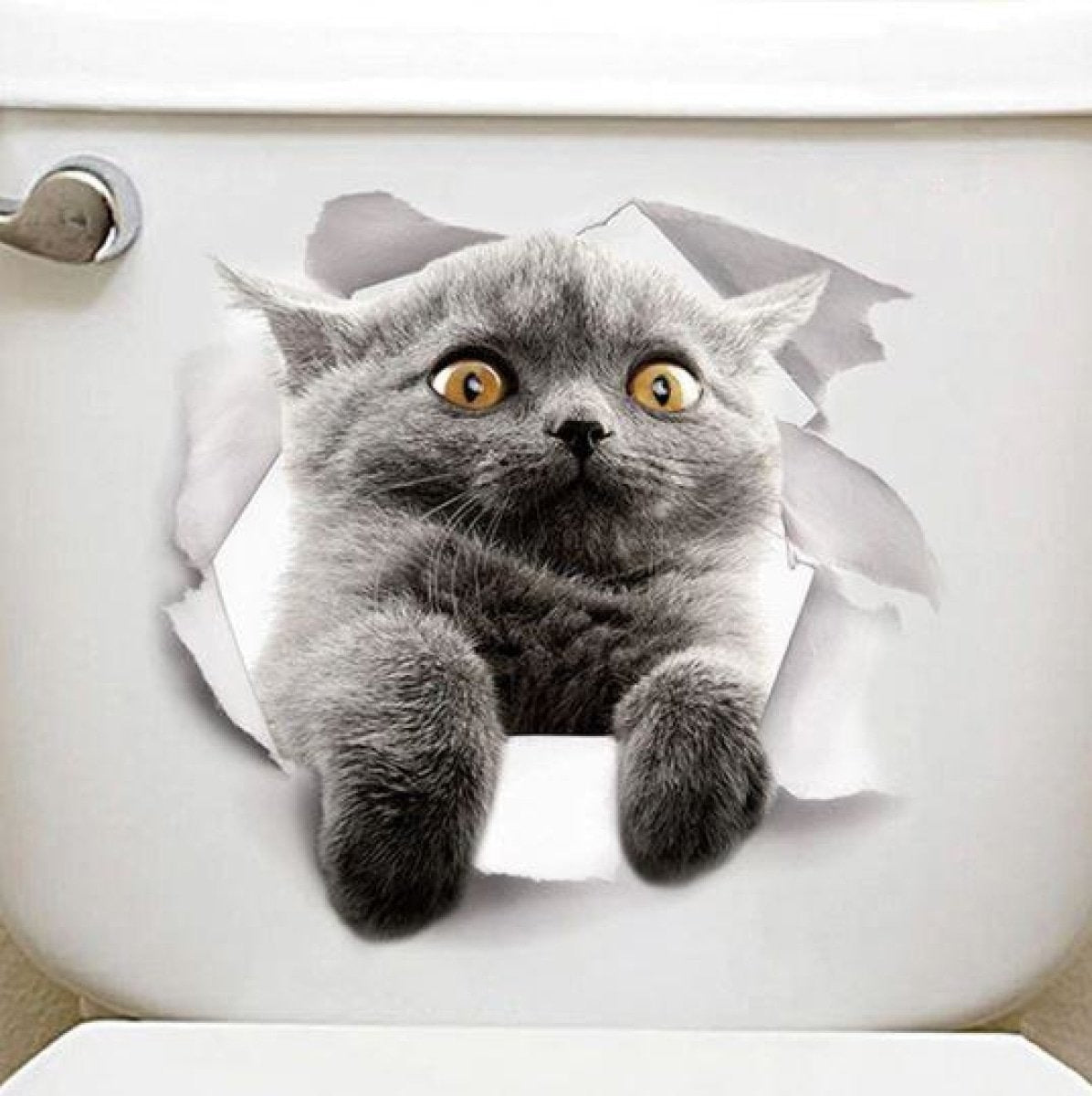 Toilet Seat Lid Sticker Cat Dog Kitten Bathroom Decals Tiles Cats Dogs Stickers - Cat 8 - Asia Sell