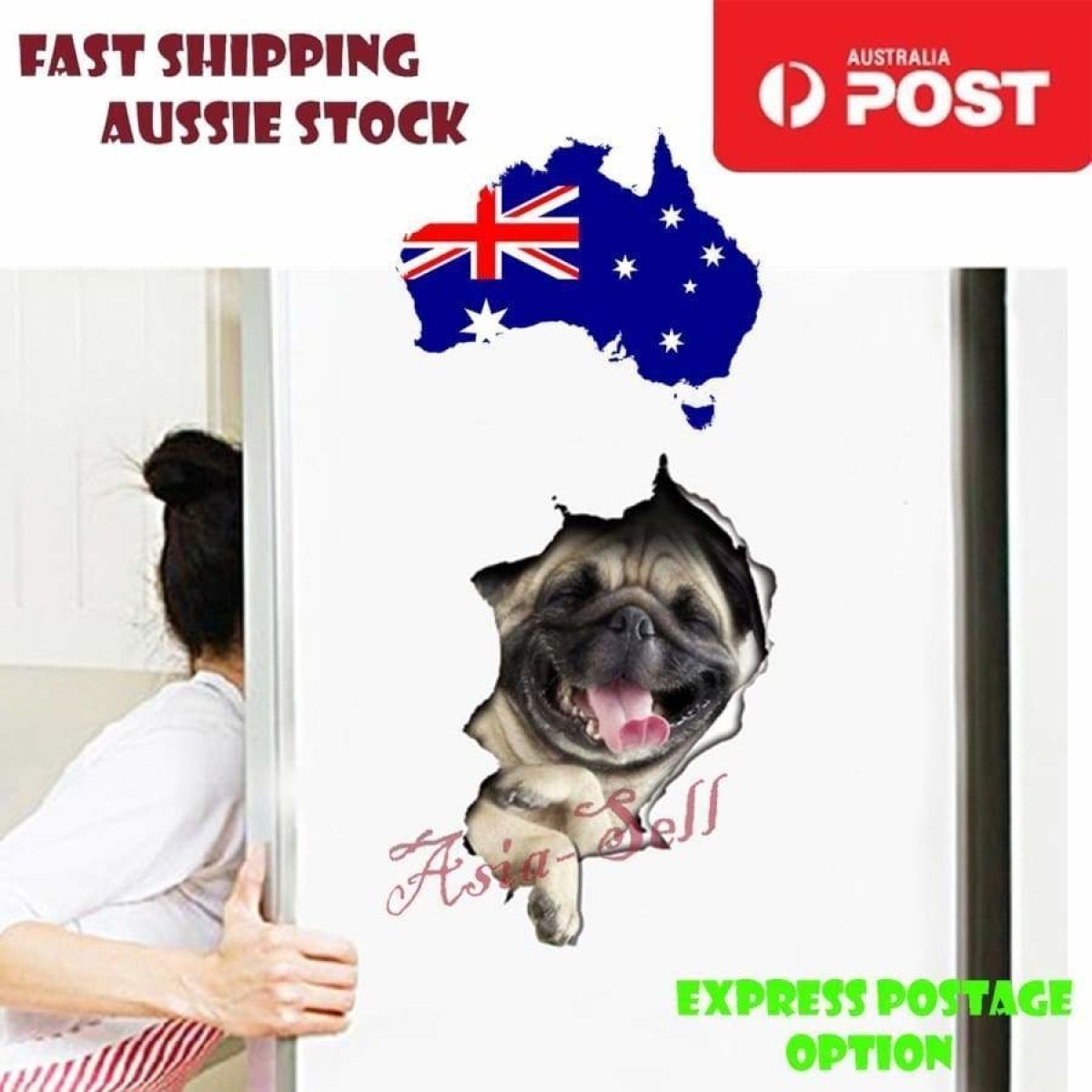 Toilet Seat Lid Sticker Cat Dog Kitten Bathroom Decals Tiles Cats Dogs Stickers - Dog 2 - Asia Sell