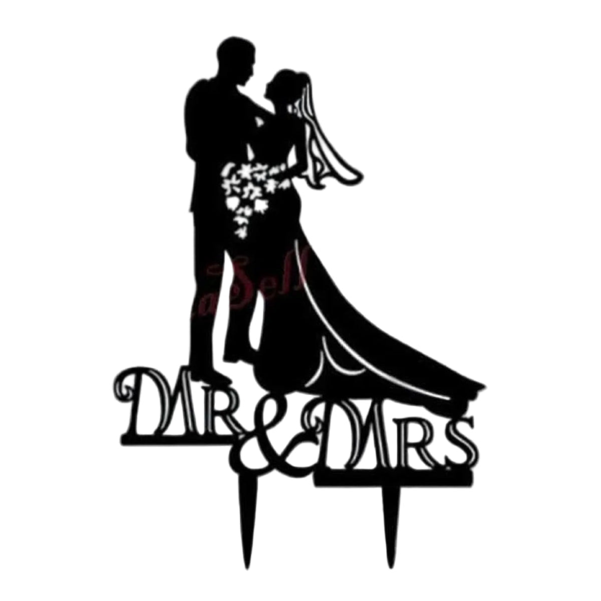 Wedding Cake Topper MR & MRS 17cm Decoration Black Acrylic Bride Groom Table Decor - - Asia Sell