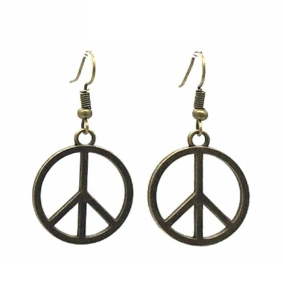 Womens Dangle Earrings Gold Silver Colour Star Peace Heart Feather Girls Bohemian Drop - Peace - Bronze - Asia Sell