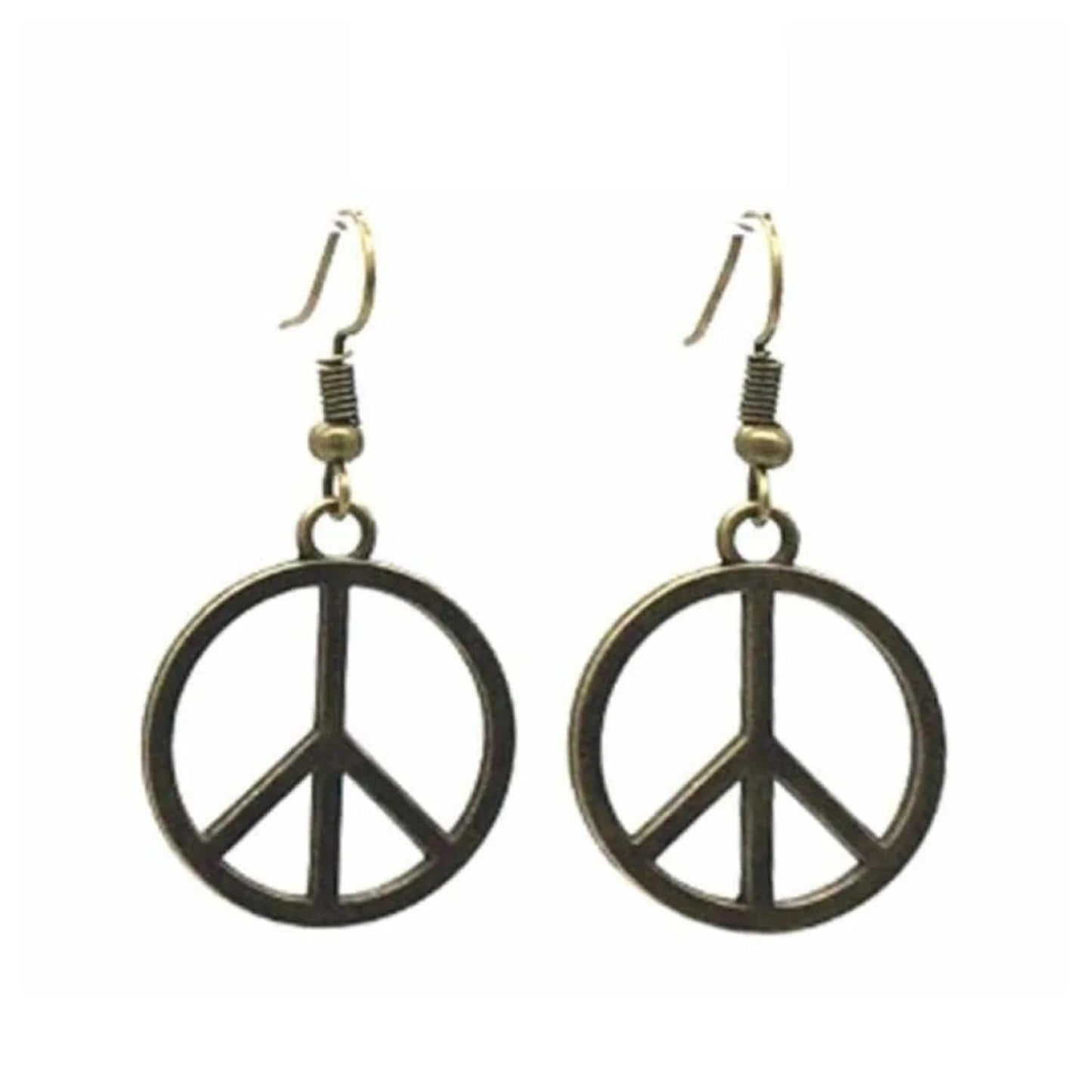 Womens Dangle Earrings Gold Silver Colour Star Peace Heart Feather Girls Bohemian Drop - Peace - Bronze - Asia Sell