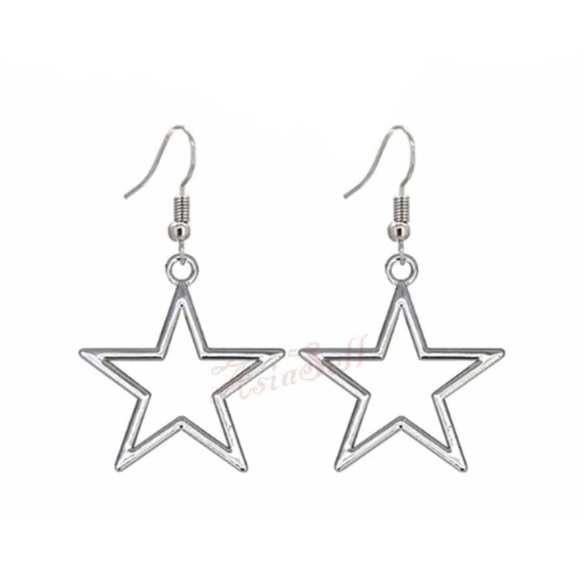 Womens Dangle Earrings Gold Silver Colour Star Peace Heart Feather Girls Bohemian Drop - Small Star - Gold - Asia Sell