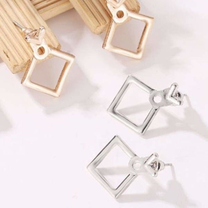 Womens Dangle Earrings Gold Silver Colour Star Peace Heart Feather Girls Bohemian Drop - Square - Gold - Asia Sell