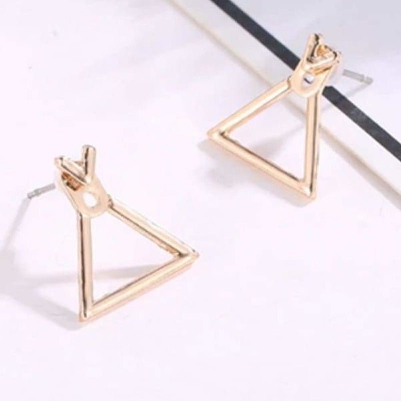 Womens Dangle Earrings Gold Silver Colour Star Peace Heart Feather Girls Bohemian Drop - Triangle - Gold - Asia Sell