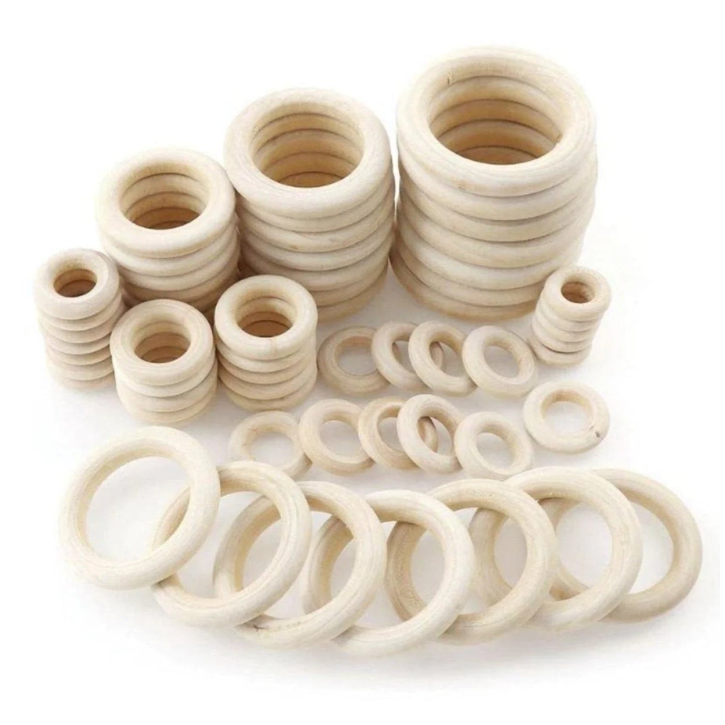 16-400pcs Natural Wood DIY 15mm-100mm Wooden Beads Pendant Connectors Circles Rings Beads Unfinished Craft Natural Wood Wall Hanging Ornament - 15mm 400pcs - Asia Sell