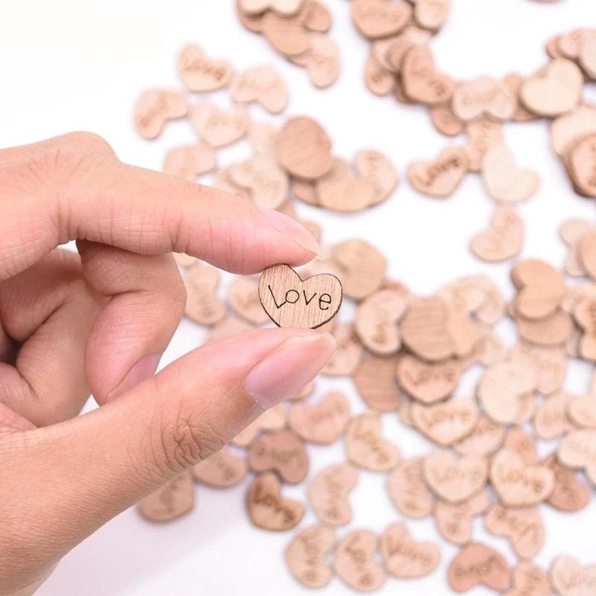 Wooden Love Hearts Confetti Table Decoration Wood Table Scatter Wedding Light Dark - Dark 10x15mm - Asia Sell
