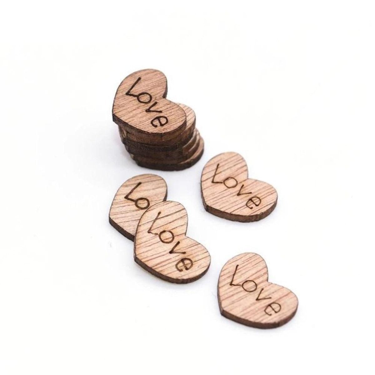 Wooden Love Hearts Confetti Table Decoration Wood Table Scatter Wedding Light Dark - Dark 10x15mm - Asia Sell