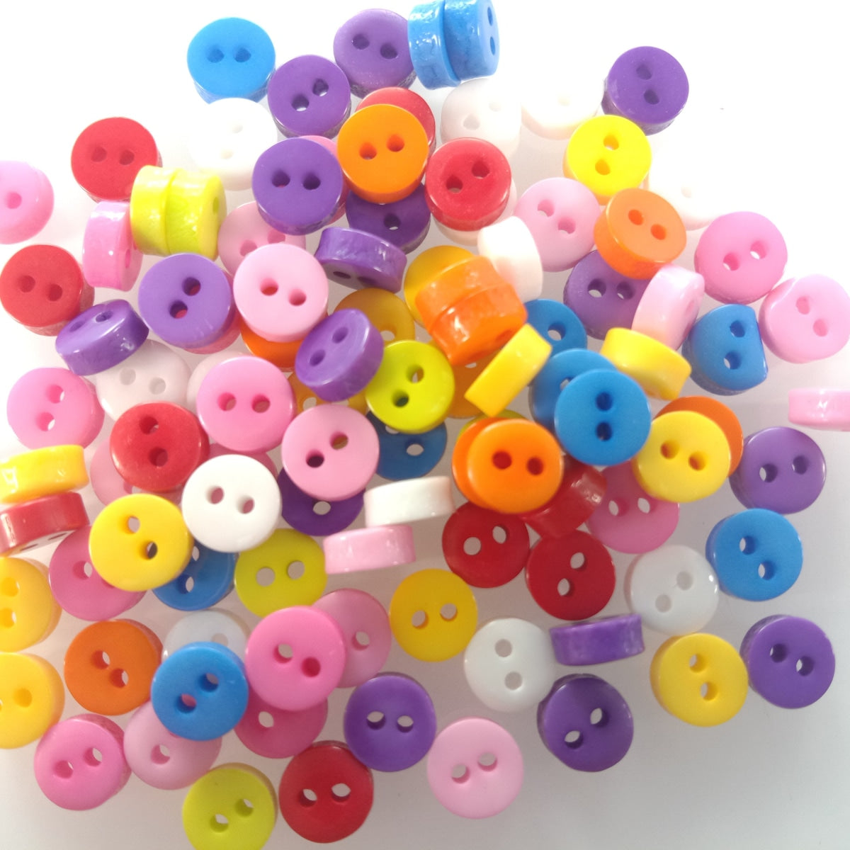 100Pcs 6Mm Mixed Colour 2 Hole Resin Cute Supper Mini Buttons Sewing Round Doll Crafts Clothing