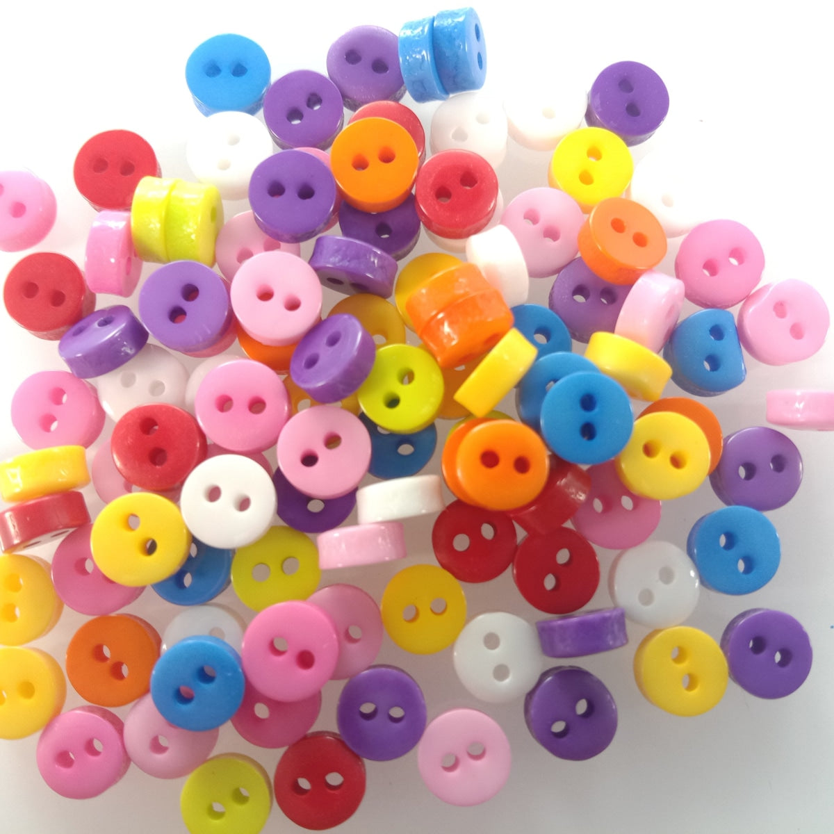 100Pcs 6Mm Mixed Colour 2 Hole Resin Cute Supper Mini Buttons Sewing Round Doll Crafts Clothing