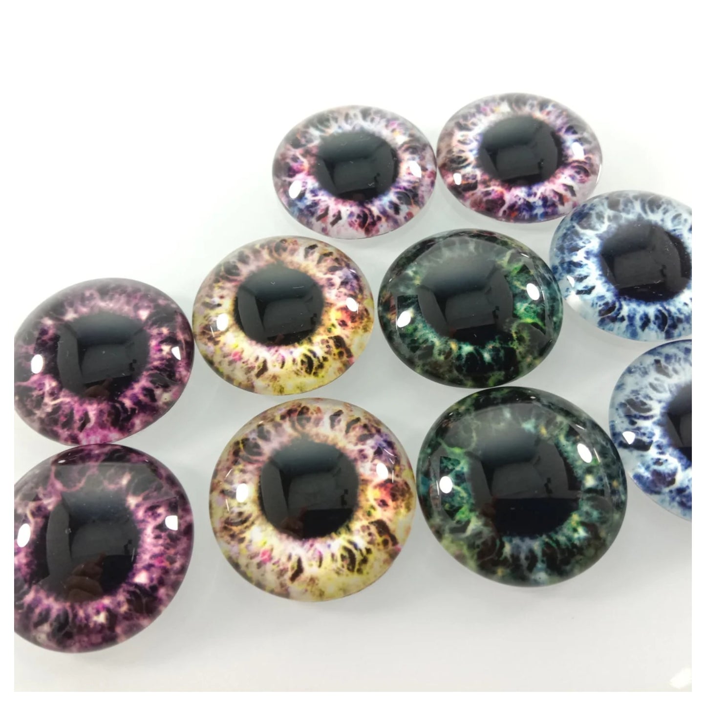 10Pcs-50Pcs 6Mm-25Mm Mixed Dragon Eyes Round Glass Cabochon Flatback Photo Cabochons Charm 25Mm