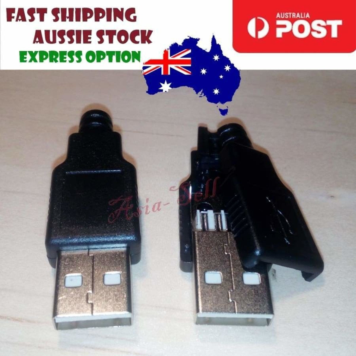 2pcs USB Adapters DIY Micro Mini Male Female Connector Parts Type A Sockets Pin | Asia Sell - Type A Male with Surround