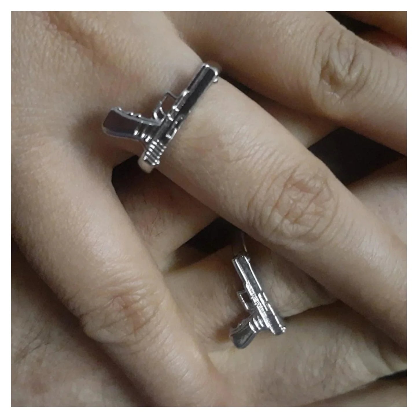Handgun Ring Size 10 Silver Colour Zinc Alloy Rings