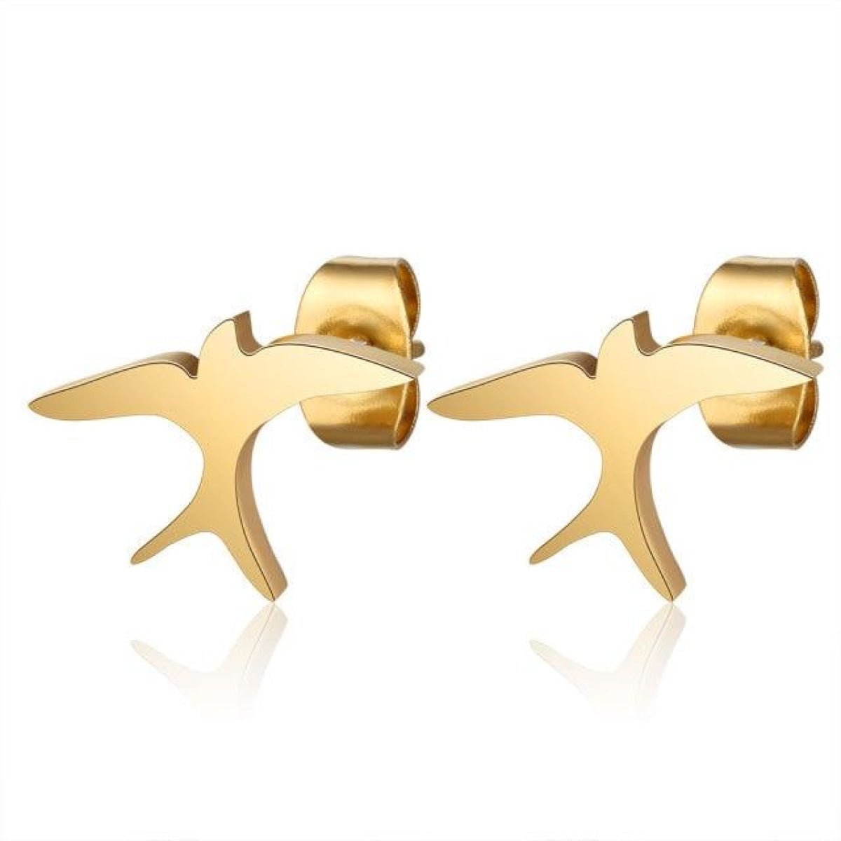 1 Pair 316L Gold Silver Colour Stainless Steel SS Night Owl Humming Bird Swallow Stud Earring Jewellery Gift - Bird 1 - Gold - - Asia Sell