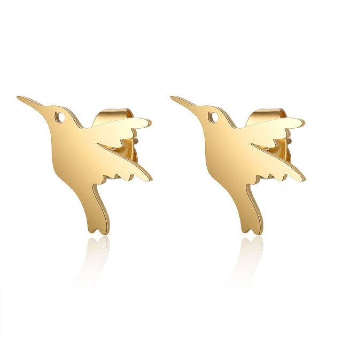 1 Pair 316L Gold Silver Colour Stainless Steel SS Night Owl Humming Bird Swallow Stud Earring Jewellery Gift - Bird 2 - Gold - - Asia Sell
