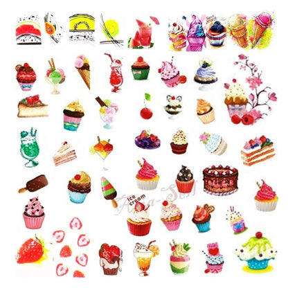 1 Sheet Nail Art Summer Slider Ice Cream Drink Fruit Sticker For Nail DIY Manicure - STZ478 - Asia Sell