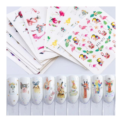 1 Sheet Nail Water Transfer Sticker Cartoon Flamingo Cute Animal Designs Nail Art Slider Manicure - STZ659 - Asia Sell