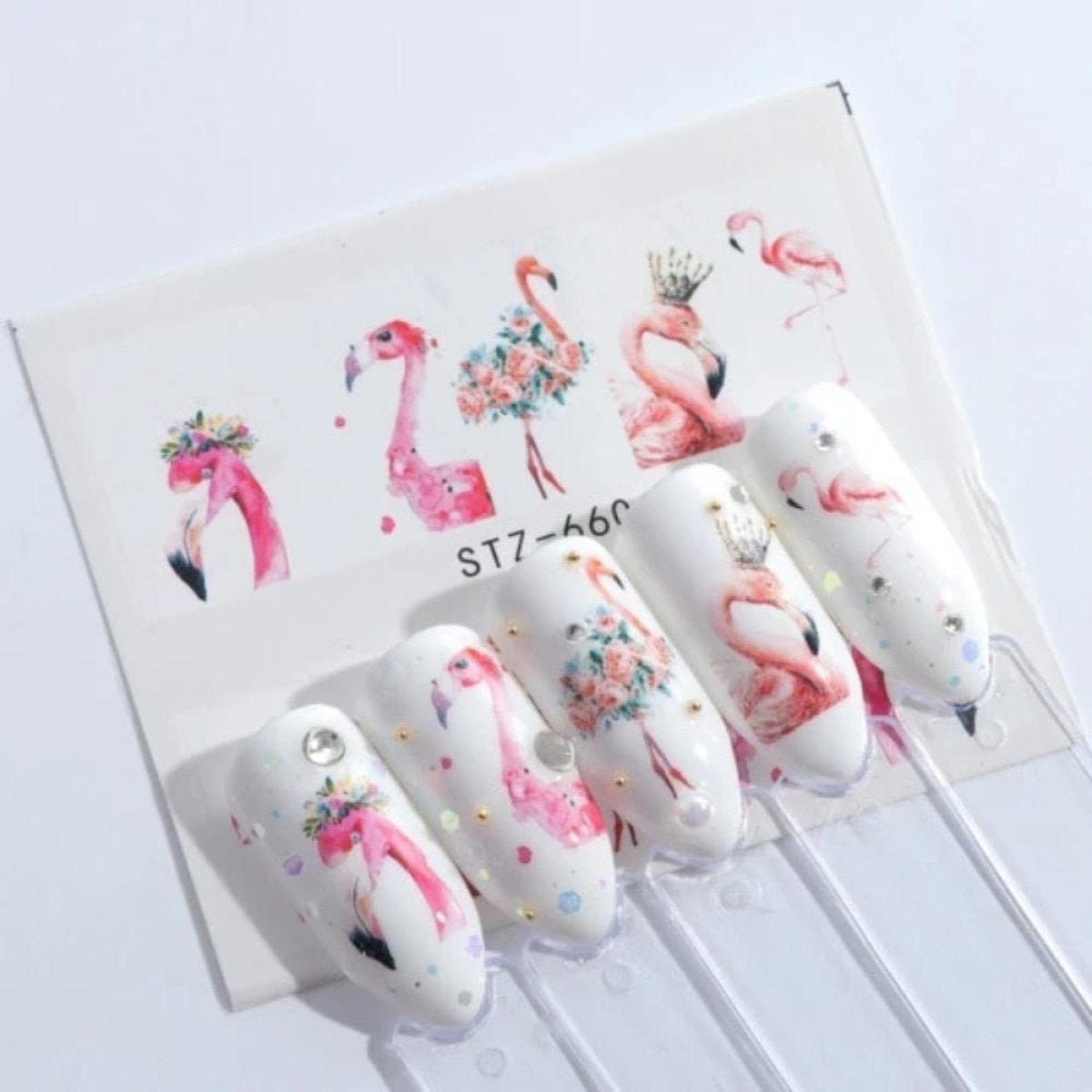 1 Sheet Nail Water Transfer Sticker Cartoon Flamingo Cute Animal Designs Nail Art Slider Manicure - STZ660 - - Asia Sell