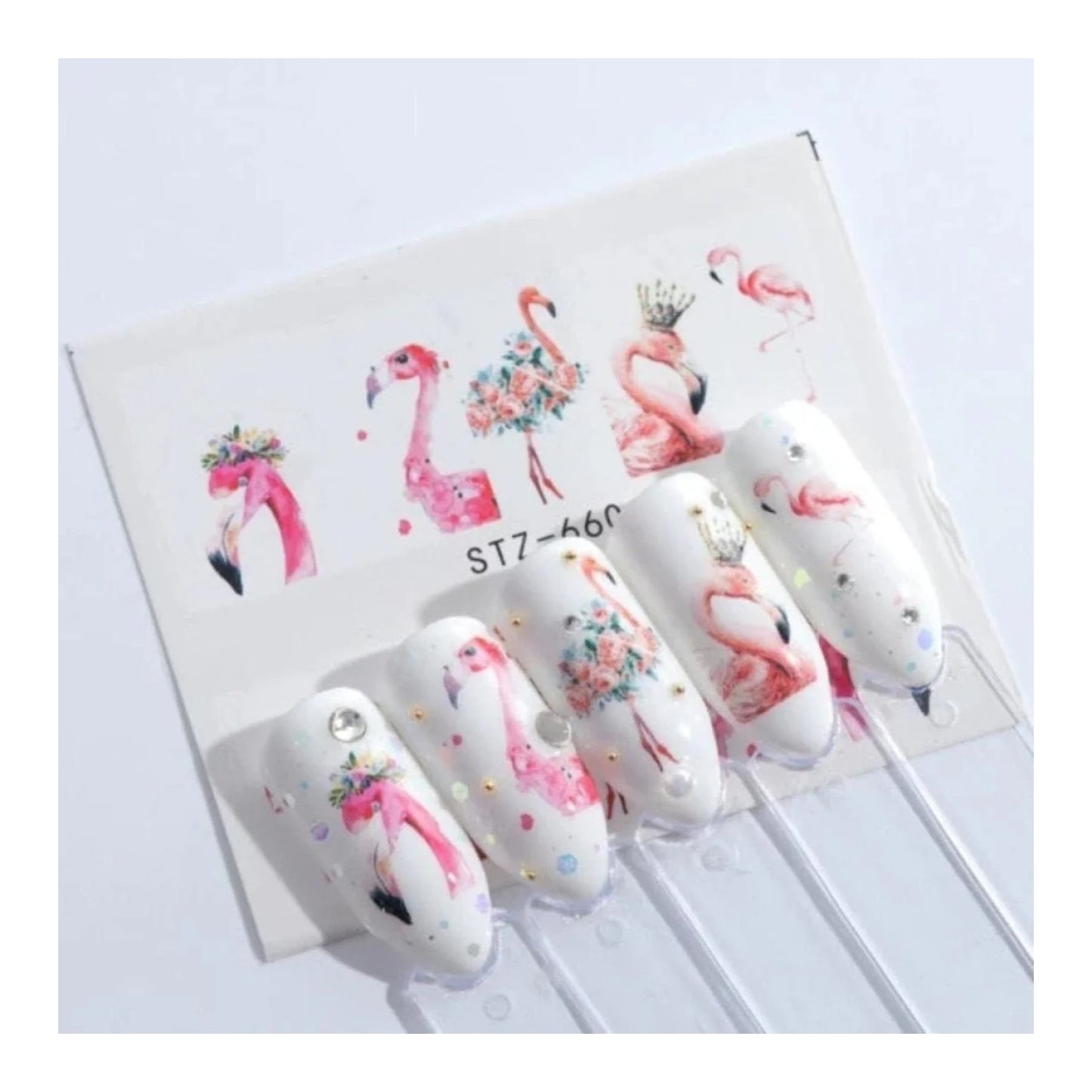 1 Sheet Nail Water Transfer Sticker Cartoon Flamingo Cute Animal Designs Nail Art Slider Manicure - STZ660 - Asia Sell