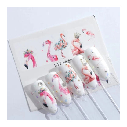 1 Sheet Nail Water Transfer Sticker Cartoon Flamingo Cute Animal Designs Nail Art Slider Manicure - STZ660 - Asia Sell