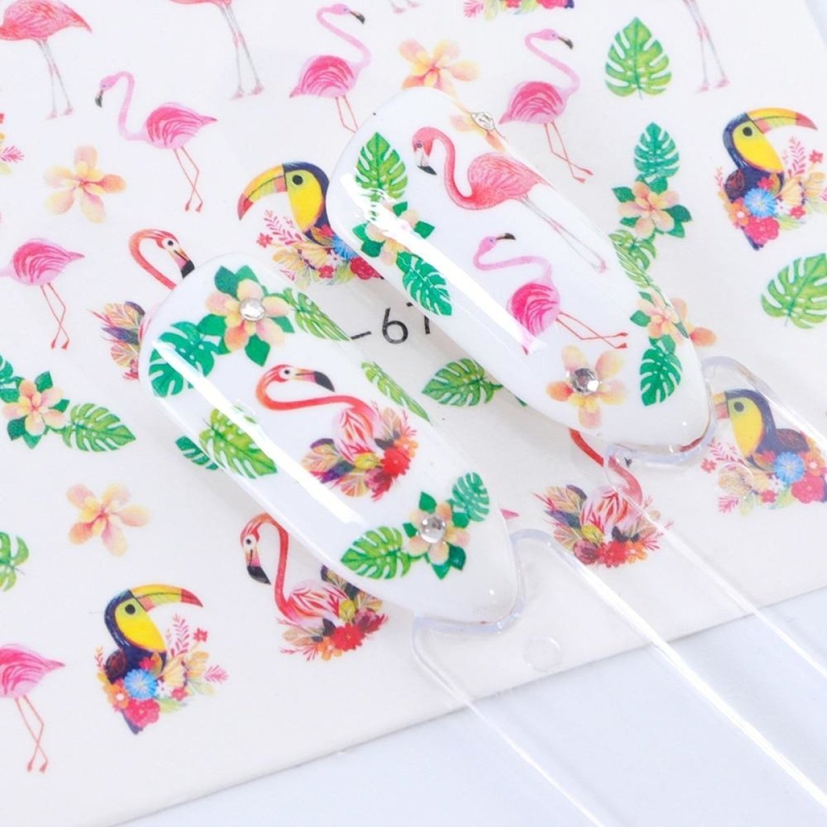 1 Sheet Nail Water Transfer Sticker Cartoon Flamingo Cute Animal Designs Nail Art Slider Manicure - STZ663 - - Asia Sell