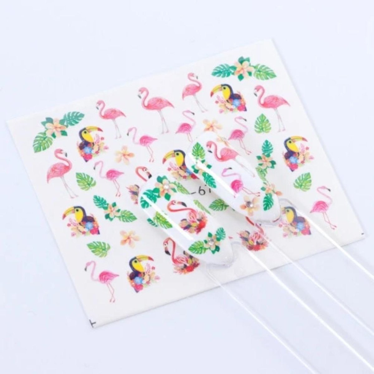 1 Sheet Nail Water Transfer Sticker Cartoon Flamingo Cute Animal Designs Nail Art Slider Manicure - STZ672 - - Asia Sell