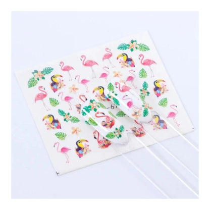 1 Sheet Nail Water Transfer Sticker Cartoon Flamingo Cute Animal Designs Nail Art Slider Manicure - STZ672 - Asia Sell