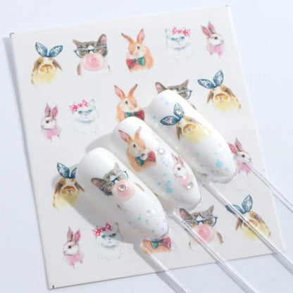 1 Sheet Nail Water Transfer Sticker Cartoon Flamingo Cute Animal Designs Nail Art Slider Manicure - STZ673 - - Asia Sell