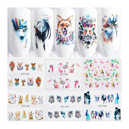 1 Sheet Nail Water Transfer Sticker Cartoon Flamingo Cute Animal Designs Nail Art Slider Manicure - STZ767 - Asia Sell