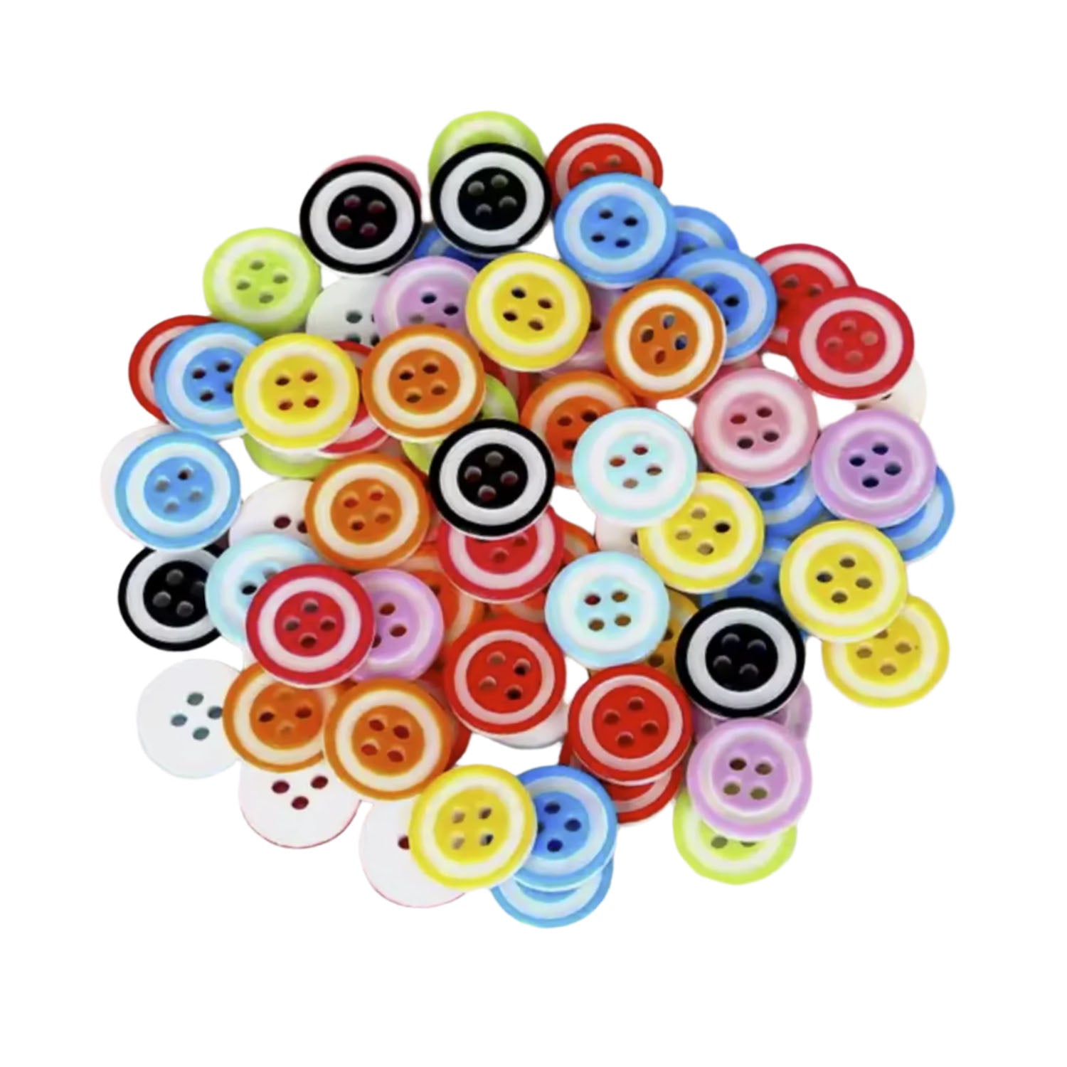 10-1000pcs 12mm Coloured Plastic Buttons White Border Outline 4-Hole Mixed Colour Sewing Accessories DIY Scrapbooking | Asia Sell