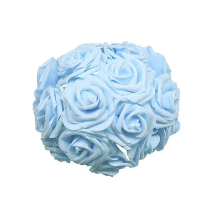 10-100pcs 8cm Artificial Flowers Foam Rose Fake Bride Bouquet Wedding - 10pcs - Light Blue 2 - Asia Sell